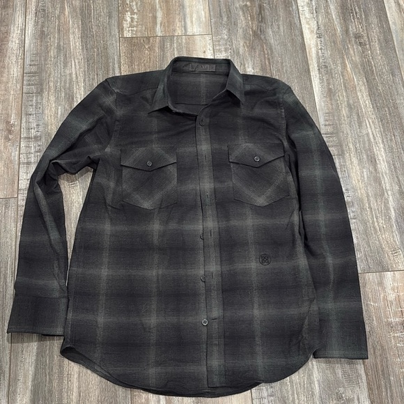 G/Fore Men's Onyx Long Sleeve Plaid Flannel Shirt Size Medium - Picture 1 of 4